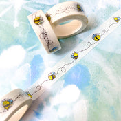 bee bees bumblebee honey yellow white cute kawaii washi tape tapes uk stationery planner supplies flying little 10m rolls roll 15mm wide