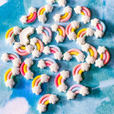 rainbow and cloud clouds rainbows resin flatback flat back fb fbs uk cute kawaii craft crafts supplies shop store pretty little small embellishments pastel colours