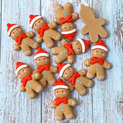 ginger bread man men cookie cookies resin resins flat back flatback fb fbs embellishment uk cute kawaii craft supplies red hat scarf brown gingerbread festive christmas buttons biscuit 
