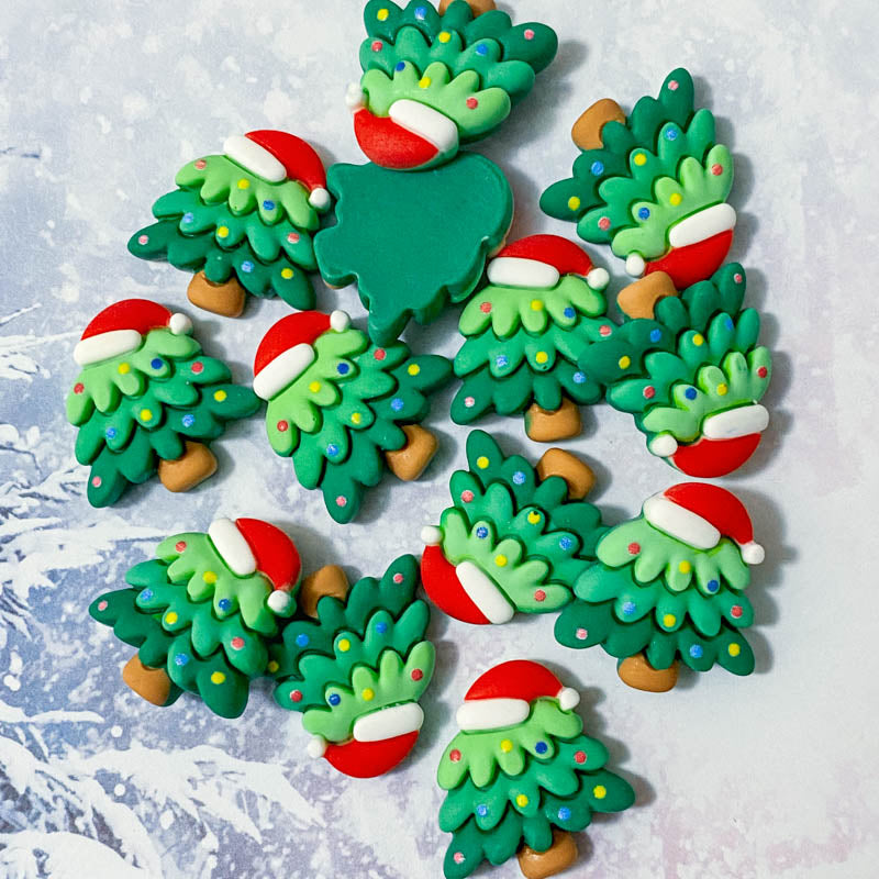 christmas tree xmas festive trees chunky flat back fb flatback fbs uk cute kawaii craft supplies santa hat hats red green pretty embellishment decoden crafting 
