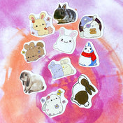 cute kawaii bunny rabbit bunnies rabbits sticker stickers set little small mini uk stationery planner packaging supplies spring easter pretty floral animal animals