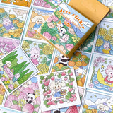 spring flower flowers panda cat bunny puppy dog square glossy sticker stickers flake flakes mini small box of 46 colourful pretty blossom fruit fruits harvest time summer cherry blossom animals pack uk cute kawaii stationery gift gifts shop store planner addict supplies deco