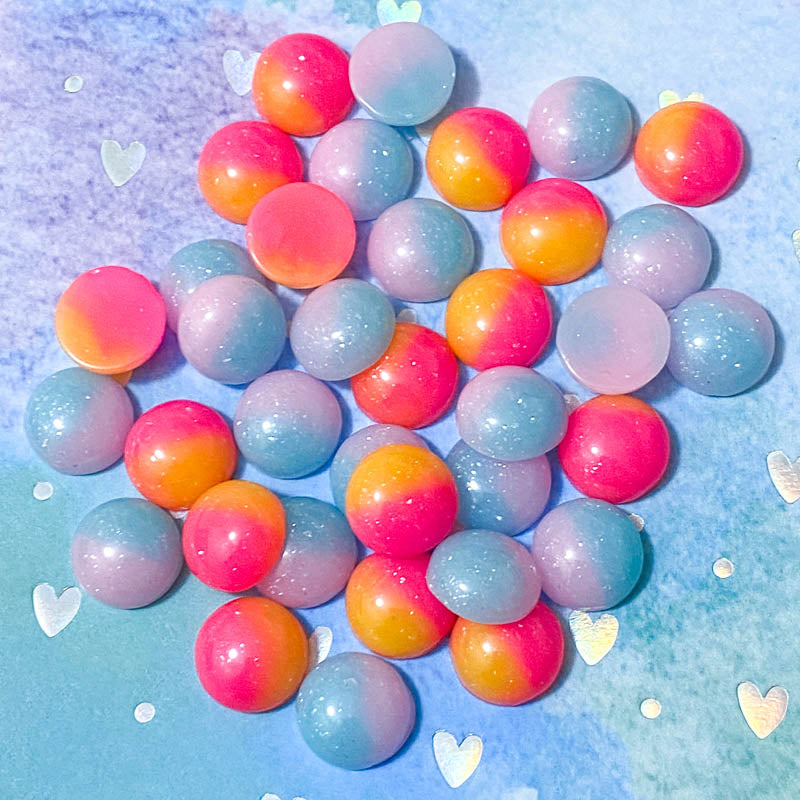 ombre circle round flat back flatbacks cabochon cabochons uk cute kawaii resin glitter pink orange blue purple 12mm craft supplies shop