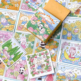 spring flower flowers panda cat bunny puppy dog square glossy sticker stickers flake flakes mini small box of 46 colourful pretty blossom fruit fruits harvest time summer cherry blossom animals pack uk cute kawaii stationery gift gifts shop store planner addict supplies deco