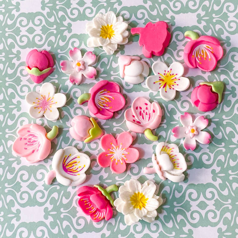 resin flower flowers cherry blossom blossoms spring fb flatbacks flat back fbs uk craft supplies cute kawaii shop store pink white blooms pretty large big 20mm 22mm