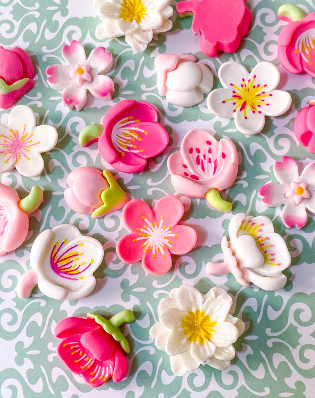 resin flower flowers cherry blossom blossoms spring fb flatbacks flat back fbs uk craft supplies cute kawaii shop store pink white blooms pretty large big 20mm 22mm