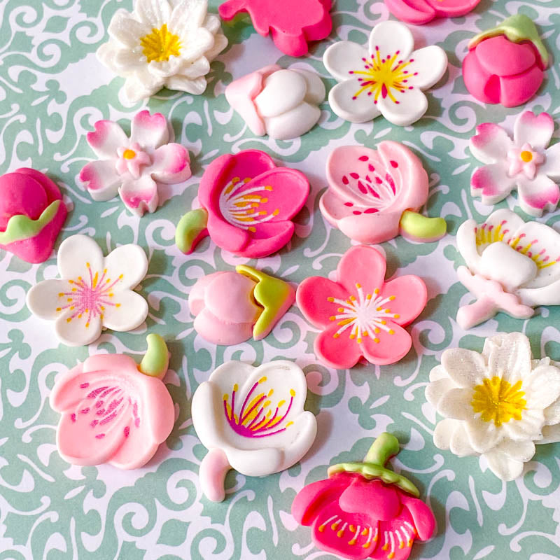 resin flower flowers cherry blossom blossoms spring fb flatbacks flat back fbs uk craft supplies cute kawaii shop store pink white blooms pretty large big 20mm 22mm