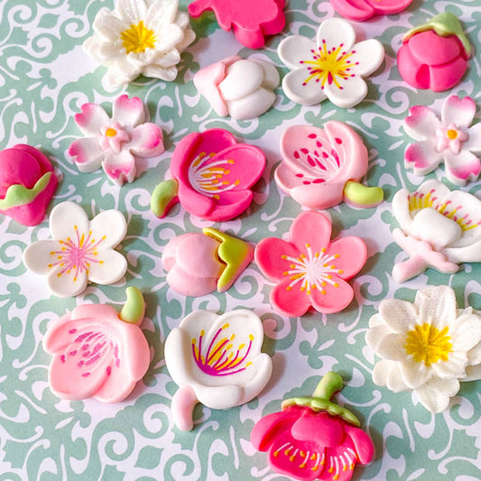 resin flower flowers cherry blossom blossoms spring fb flatbacks flat back fbs uk craft supplies cute kawaii shop store pink white blooms pretty large big 20mm 22mm