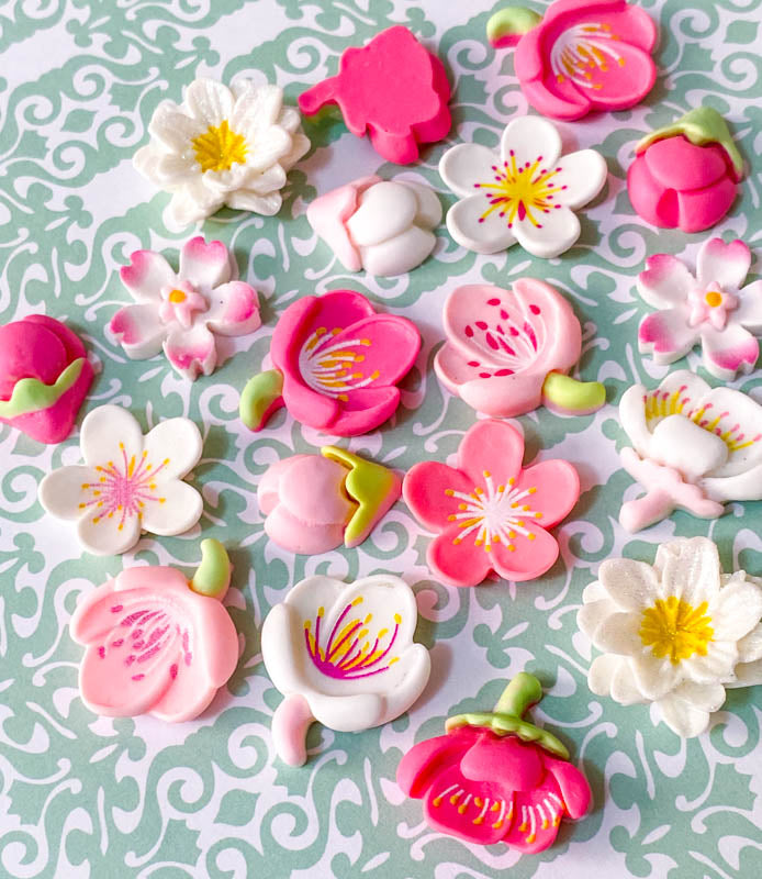 resin flower flowers cherry blossom blossoms spring fb flatbacks flat back fbs uk craft supplies cute kawaii shop store pink white blooms pretty large big 20mm 22mm