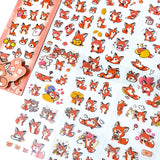 fox foxes kawaii cute clear plastic sticker stickers sheet pack red orange pretty funny set of 10 uk stationery gift gifts shop store planner supplies bargain sheets