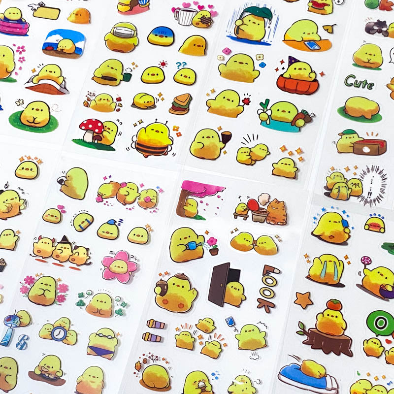 baby chick spring easter chicks yellow clear plastic sticker stickers sheet sheets pack of 10 bundle bargain stationery uk kawaii cute planner supplies shop store funny pretty fun