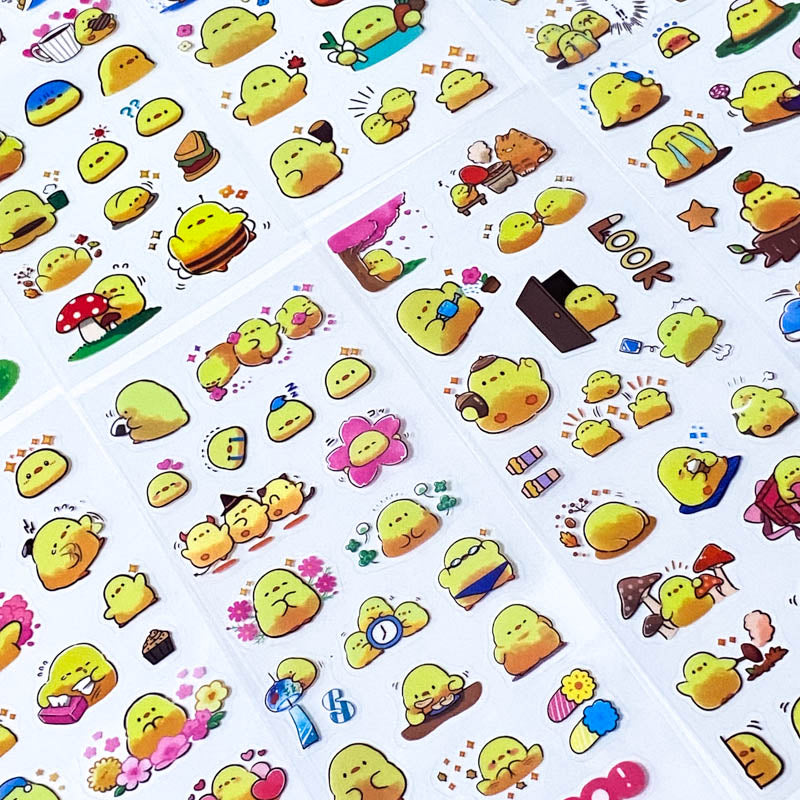 baby chick spring easter chicks yellow clear plastic sticker stickers sheet sheets pack of 10 bundle bargain stationery uk kawaii cute planner supplies shop store funny pretty fun