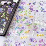 rainbow silver holo holographic clear plastic sticker stickers pack sheet sheets flower flowers butterfly butterflies spring blossom garden blue lilac purple cream blooms uk stationery cute kawaii planner supplies shop store pretty dragonfly foliage