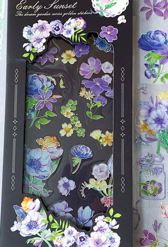rainbow silver holo holographic clear plastic sticker stickers pack sheet sheets flower flowers butterfly butterflies spring blossom garden blue lilac purple cream blooms uk stationery cute kawaii planner supplies shop store pretty dragonfly foliage