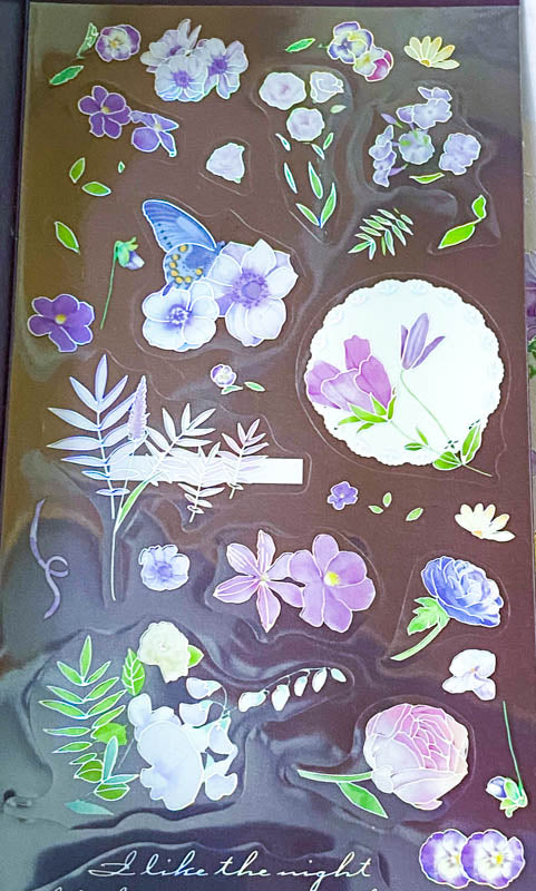 rainbow silver holo holographic clear plastic sticker stickers pack sheet sheets flower flowers butterfly butterflies spring blossom garden blue lilac purple cream blooms uk stationery cute kawaii planner supplies shop store pretty dragonfly foliage