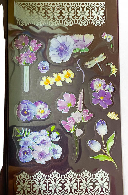 rainbow silver holo holographic clear plastic sticker stickers pack sheet sheets flower flowers butterfly butterflies spring blossom garden blue lilac purple cream blooms uk stationery cute kawaii planner supplies shop store pretty dragonfly foliage