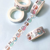 teacup tea cups coffee cute kawaii cat cats kitty washi tape tapes 10m roll full length 15mm wide uk stationery planner supplies pink blue turquoise brown cream beige kitten