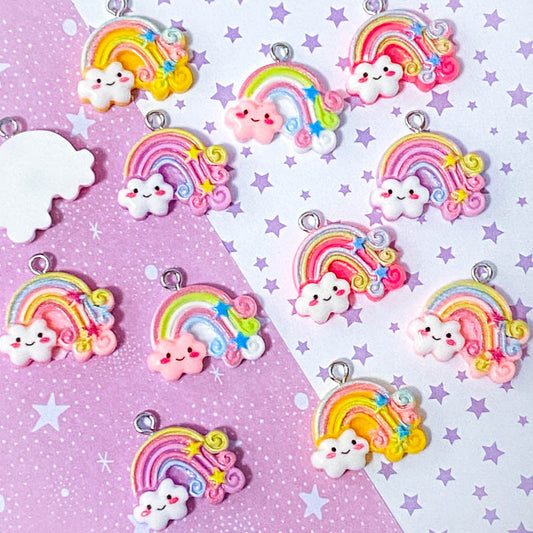 RAINBOW & CLOUD RESIN CHARM 21mm x 2