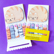 sticky memo memos note notes tab tabs index set cute kawaii sleeping cat cats tabby ginger kitty kitten gift gifts uk stationery planner supplies addict paw paws fun 