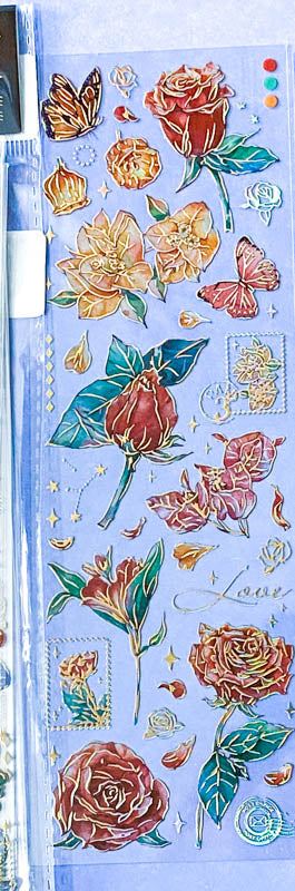 GOLD HOLO Holographic FOIL STICKERS Flowers Mushrooms Butterflies & Ferns