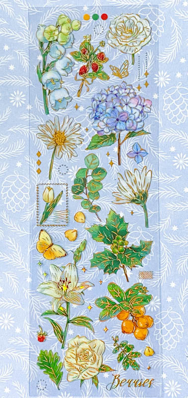 gold foil foiled holo holographic stickers sticker clear plastic sheet butterflies butterfly flower flowers floral fern mushroom mushrooms pretty spring blooms blossom bright colourful uk stationery planner supplies cute kawaii