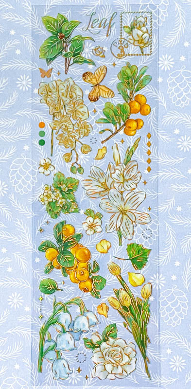 GOLD HOLO Holographic FOIL STICKERS Flowers Mushrooms Butterflies & Ferns