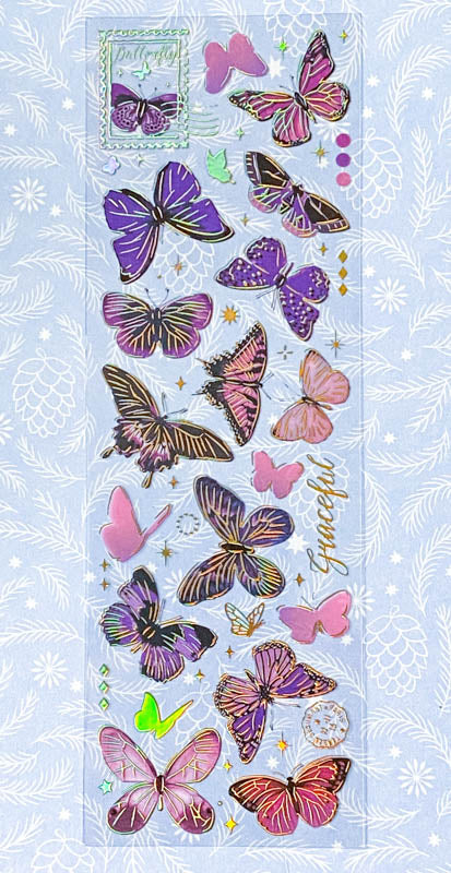 GOLD HOLO Holographic FOIL STICKERS Flowers Mushrooms Butterflies & Ferns