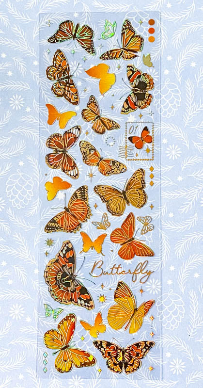GOLD HOLO Holographic FOIL STICKERS Flowers Mushrooms Butterflies & Ferns