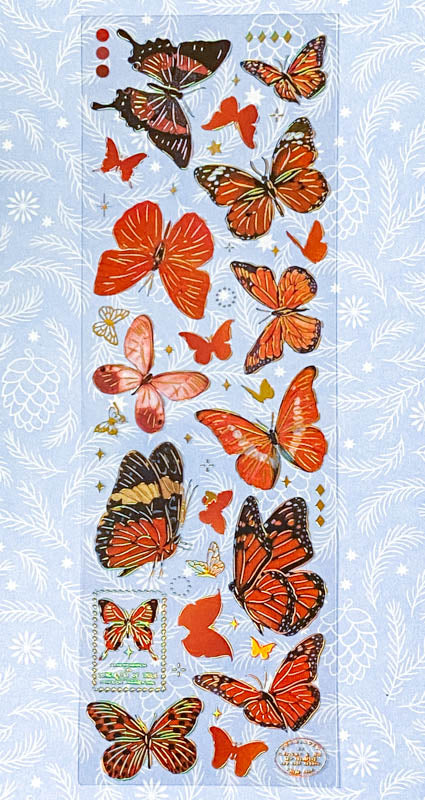 GOLD HOLO Holographic FOIL STICKERS Flowers Mushrooms Butterflies & Ferns