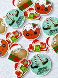 festive christmas planar flat back flatback fb fbs embellishment uk cute kawaii crafts craft supplies elf elves sloth sloths present pudding presents