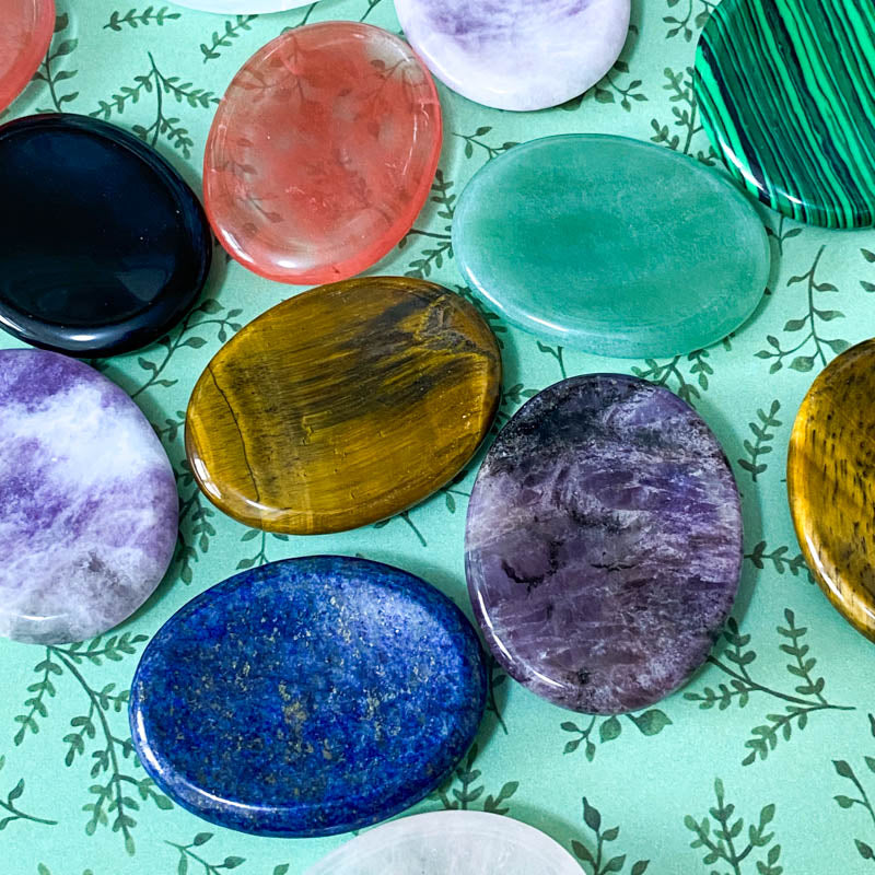 Last few- just 99p! PALM STONE Natural Gemstone Thumb Worry Stones