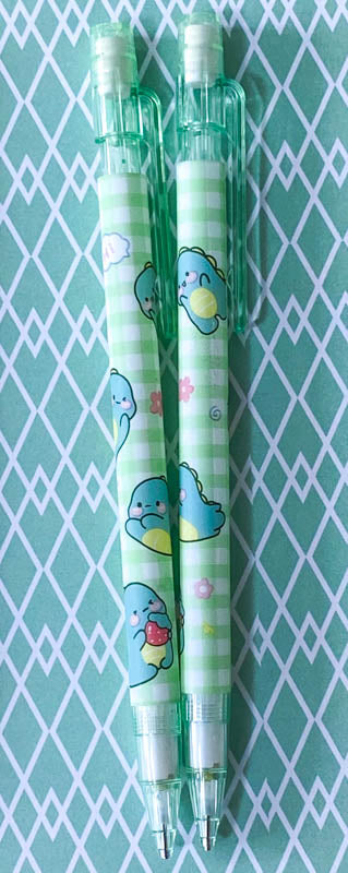baby kawaii cute dino dinosaur dinosaurs propelling pencil pencils automatic green white uk stationery supplies shop store gift gifts lover lovers planner addict mint pink