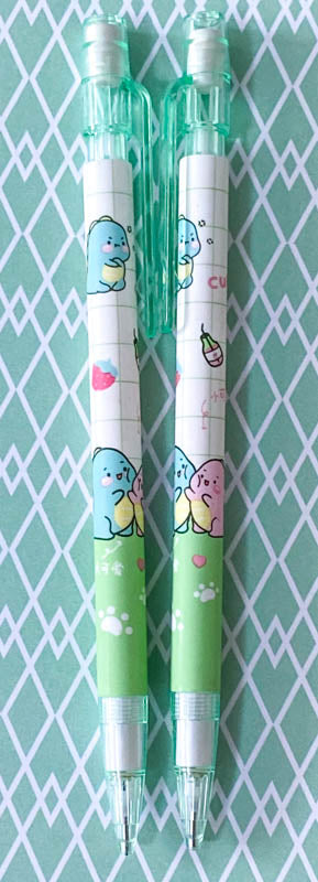 baby kawaii cute dino dinosaur dinosaurs propelling pencil pencils automatic green white uk stationery supplies shop store gift gifts lover lovers planner addict mint pink