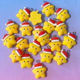 cute kawaii happy star stars charm charms pendant resin santa hat hats christmas festive xmas craft supplies uk shop store red yellow white faces father claus