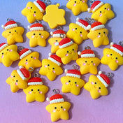 cute kawaii happy star stars charm charms pendant resin santa hat hats christmas festive xmas craft supplies uk shop store red yellow white faces father claus