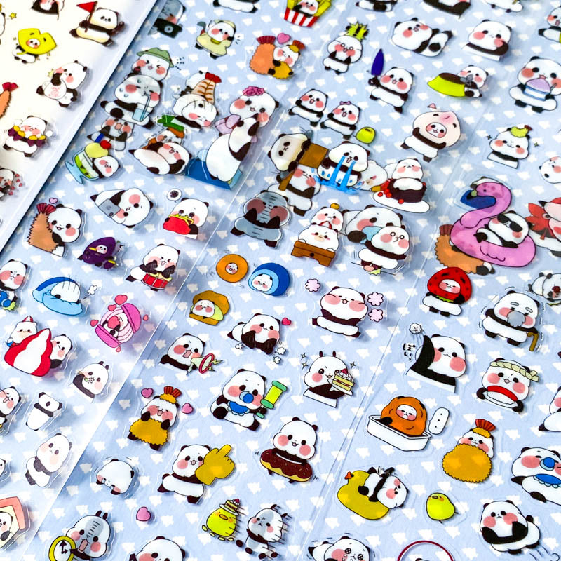 kawaii cute panda pandas sticker stickers pack sheet clear plastic pet funny gift gifts stationery store shop uk planner addict supplies black and white animal animals lover