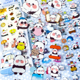 kawaii cute panda pandas sticker stickers pack sheet clear plastic pet funny gift gifts stationery store shop uk planner addict supplies black and white animal animals lover
