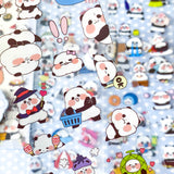 kawaii cute panda pandas sticker stickers pack sheet clear plastic pet funny gift gifts stationery store shop uk planner addict supplies black and white animal animals lover