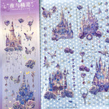 purple lilac lavender palace fairytale castle castles magic magical sticker stickers sheet pack 3 clear plastic holo holographic silver foil foiled uk cute kawaii stationery supplies shop planner addict moon rose roses butterfly butterflies pretty