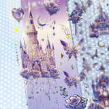 purple lilac lavender palace fairytale castle castles magic magical sticker stickers sheet pack 3 clear plastic holo holographic silver foil foiled uk cute kawaii stationery supplies shop planner addict moon rose roses butterfly butterflies pretty