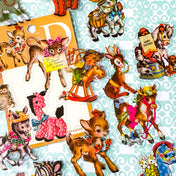 baby animal animals kitsch retro vibes clear plastic sticker pack flake flakes uk stationery shop store planner supplies donkey cow cows calf baby deer deers horse horses zebra zebras spring pony pretty large
