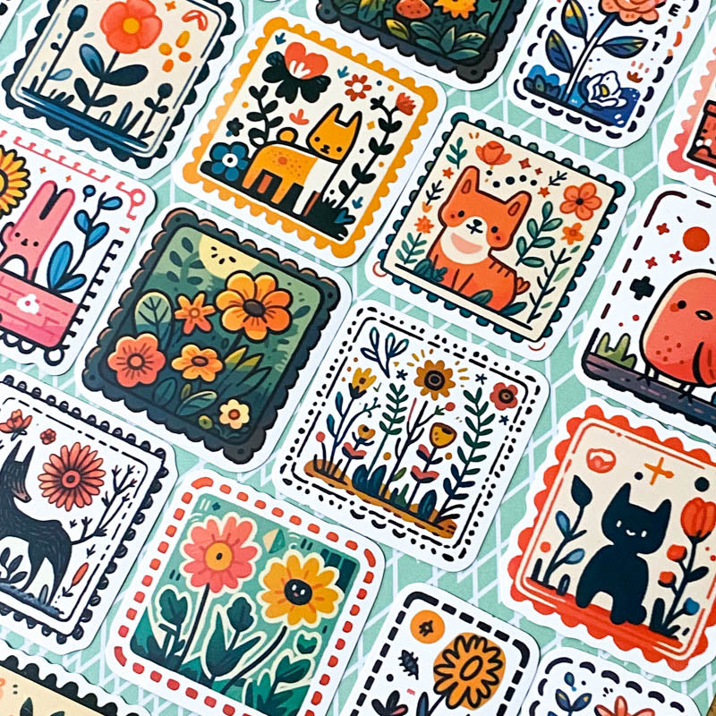 Scandi Woodland Animal Sticker Set | 50 Matte Stickers | Folk Art Style | Forest Cute Laptop & Journal Stickers