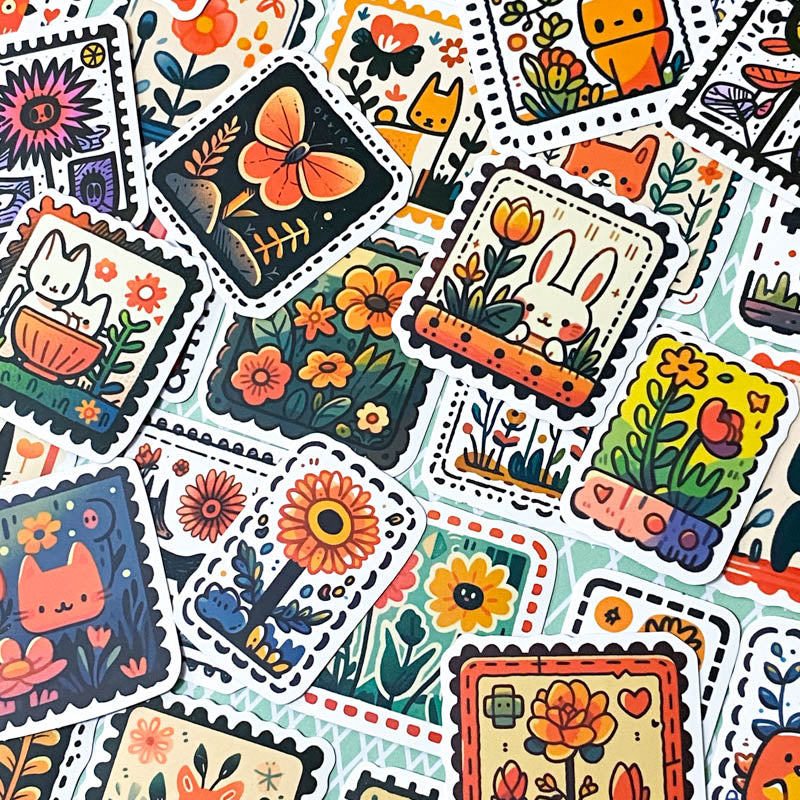 Scandi Woodland Animal Sticker Set | 50 Matte Stickers | Folk Art Style | Forest Cute Laptop & Journal Stickers