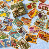 retro vintage old fashioned advertising label labels signs posters sticker stickers flake flakes food fruit coffee drinks drink groceries grocery uk cute kawaii stationery supplies shop store brown faded distressed box of 45 pack mini small little sign