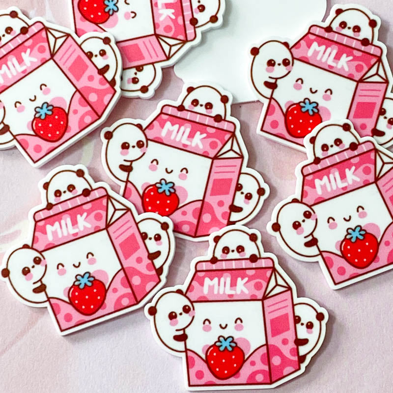 kawaii cute acrylic flat back flatback fb fbs embellishment planar resin uk craft supplies panda pandas pink strawberry strawberries milk carton drink smiling happy backs