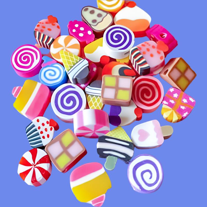 Polymer Clay Sweet Treats Beads Set of 8 (Mixed or Pairs)