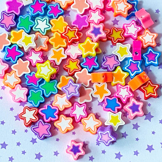 star star polymer clay fimo bead beads set uk cute kawaii pretty craft supplies store shop jewellery making rainbow colours bright 5 pointed
