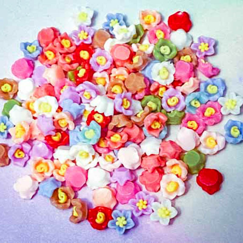 SALE! Mini 5mm Resin Flower Flat Backs Set of 16