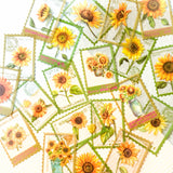 sunflower clear plastic pvc stamp stamps sticker stickers flake flakes pack 40 20 uk cute kawaii floral flower flowers sunflowers yellow orange green planner supplies