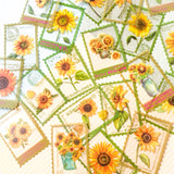 sunflower clear plastic pvc stamp stamps sticker stickers flake flakes pack 40 20 uk cute kawaii floral flower flowers sunflowers yellow orange green planner supplies